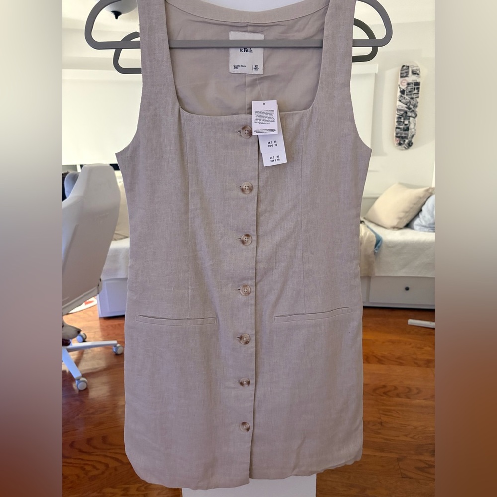 Abercrombie & Fitch Cream Button-Down Dress